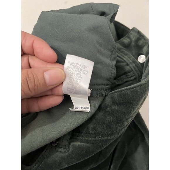 J Jill Velour Pants Women 20 Green Pockets Stretchy Waist Sides - Picture 14 of 14